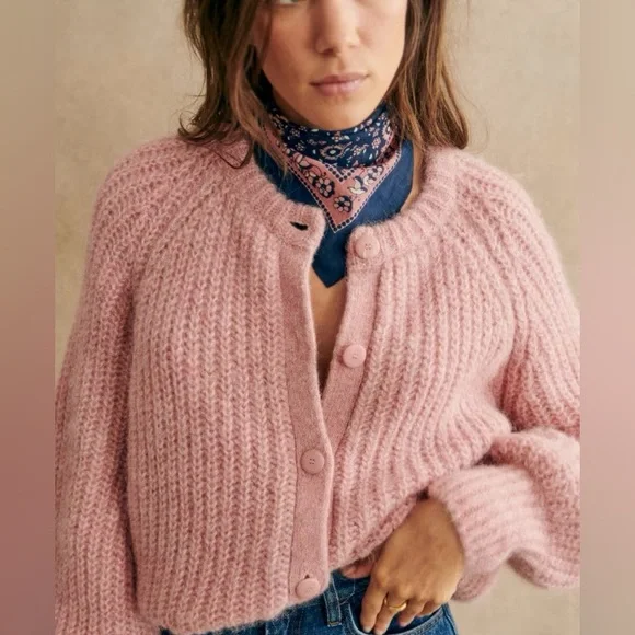 Sezane Pink Women's Cardigan Sweater - Picture 3 of 15
